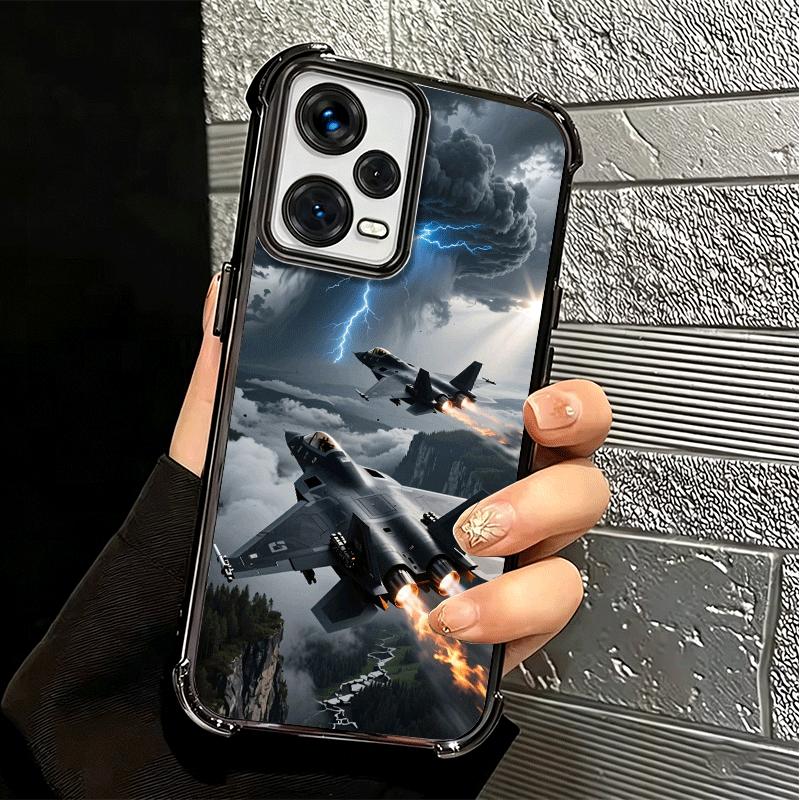 Aircraft Helicopter Formation Soft Phone Case For Xiaomi Redmi Note 14 15 Pro Plus 13 12 11S 11T 5G 10 9S 9 Plating Anti-Fall Fu
