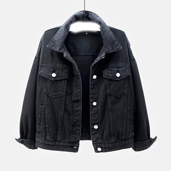 Frühlings- und Herbst-Denimjacke Damen Lässige Oberteile Mantel Damen Farbige Denimjacke Locker Oberbekleidung Damen Kurze Oberteile