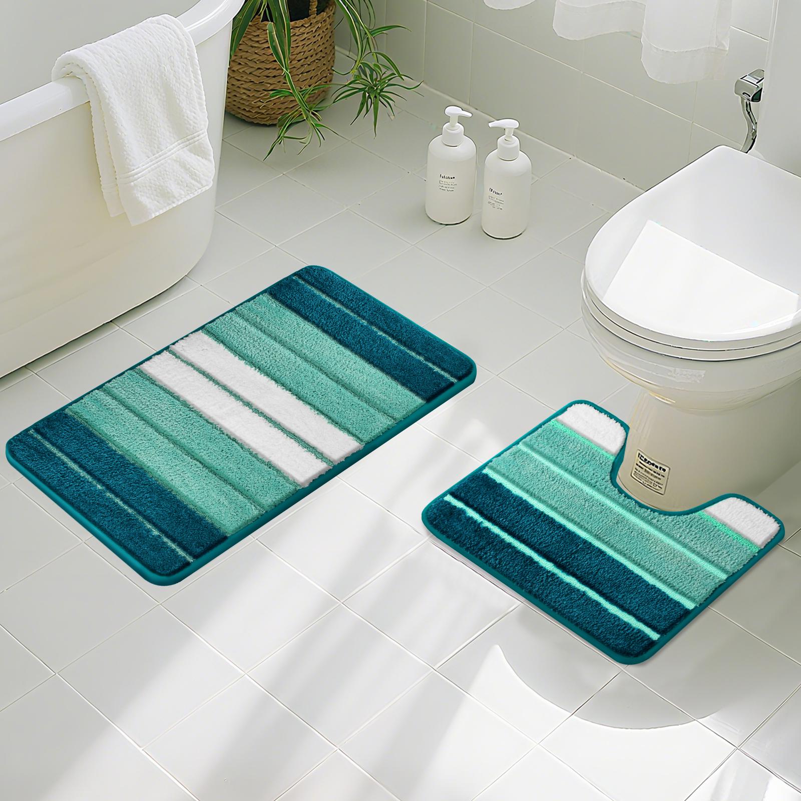 

Bath Mat Set 50×80CM and 40×50CM Extra Soft Absorbent Microfiber Non-Slip Rugs for Shower Floor Bathmat Bathroom Accessori Decor циан