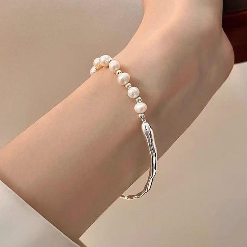 Sparkling Rhinestone Ball Pearl Bracelet for Women Minimalist Beads Double-Layer Tassel Bracelet Exquisite Jewelry Party Gifts