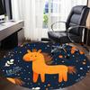1 Stück Pferde Winter Büro Runder Teppich, Matte Geeignet Für Büro, Unter Bürostühlen Schlafzimmer Wohnzimmer Heimdekoration, Zimmerdeko