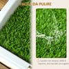 3-Layer Dog Litter Box with Synthetic Grass, Grid and Bottom Tray, 63x48.5cm