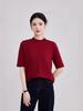 High-End Women's Ribbed Crew Neck Mid-Sleeve T-Shirt