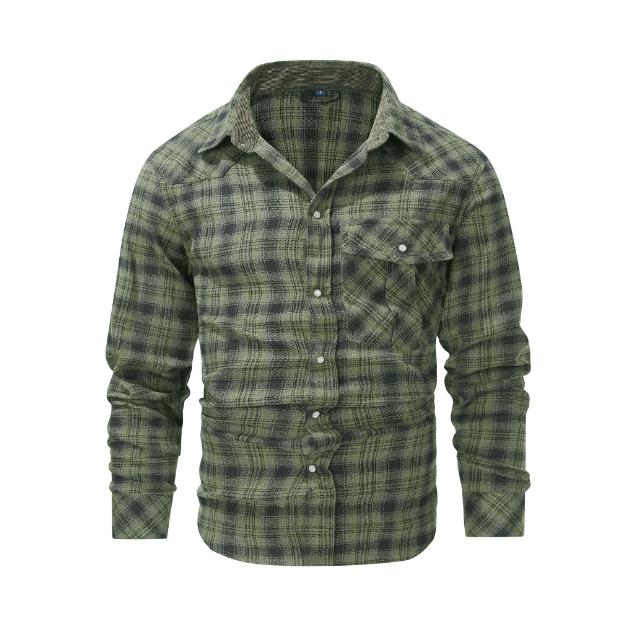 

Молодежная рубашка с воротником на осень и зиму, тонкая рубашка на весну и осень, мужская фланелевая рубашка XXL зелёный