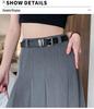High-Grade Pleated Grey Skirt for Petite Women - High Waist, Mid-Length, Spring & Autumn 2025