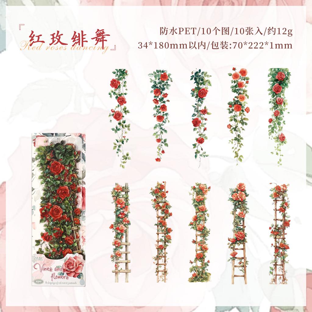 Office School Supplies Rattan Flower Series Original Plant Vine Material Landscaping Collage 6 Styles Kawaii Stickers Lovely