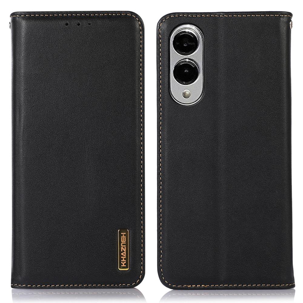 KHAZNEH For Samsung Galaxy S25 Edge Case Wallet Genuine Cow Leather Phone Cover Nappa Texture