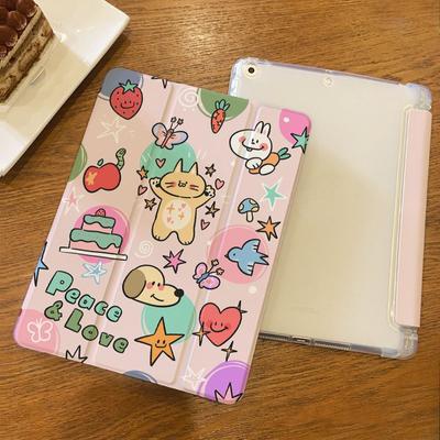 Pour iPad Air 5 étui Nouveau modèle de chat heureux mignon de haute qualité étui en TPU pour iPad gen9 8 7 10.2 pro11 pro 12.9 Air1/2/3 avec porte-crayon
