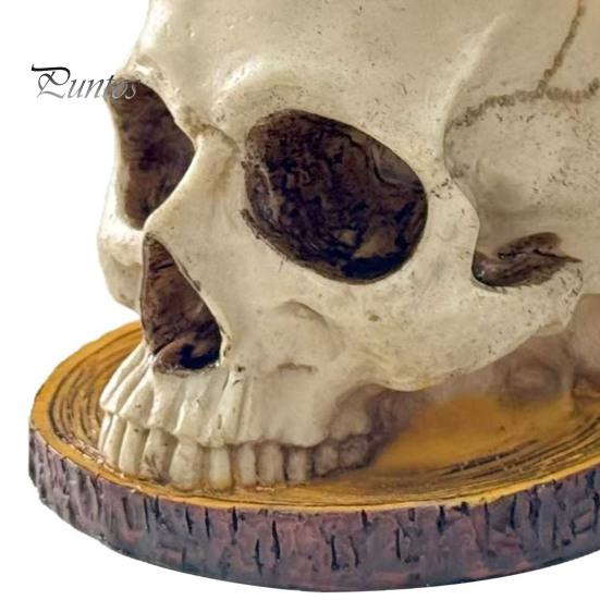 Desktop Plant Display Halloween Retro Skull Planter, Spooky Gothic Human Head Flower Pot, Indoor Potted Pot Skeleton Candy Bowl Decoration for