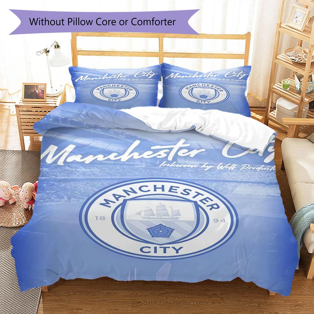 Pure MCFC Pride Bedding Quilt Set Quilt Cover Pillowcase Home Decoration Birthday Gift (1 * Duvet Cover + 2 * Pillowcase, Without Core)