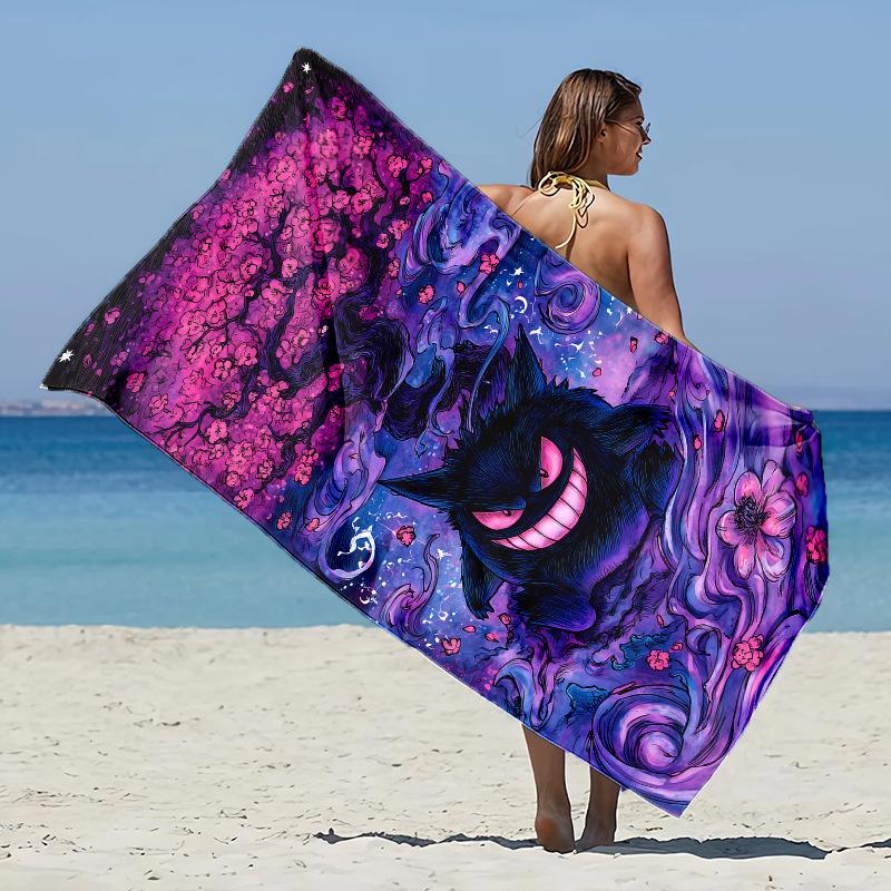 Children'S Bath Towel Gengar Towel Theme Beach Blanket Quick Dry Soft Swimming Towel For Beach Pool Bathyoga