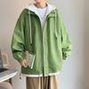 Fake Two Autumn and Winter New Casual Men's Korean Version of Trend Tooling Outdoor Jacket Hooded Coat.