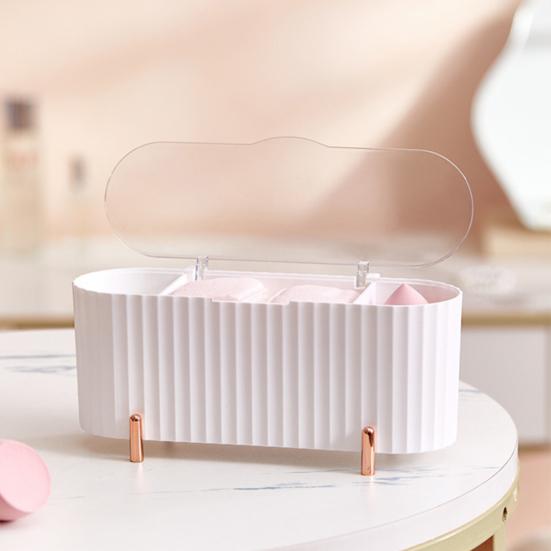 Organizér na make-up se 3 mřížkami Multifunkční PP úložný box na vatové tampóny pro stolní počítače