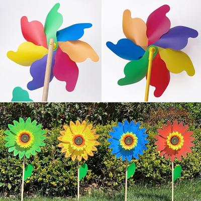 Toys DIY Wind Spinners Colorful Sunflower Windmills Layout Pinwheels Toys Plastic Wind Spinners