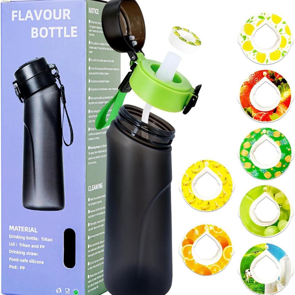 Scented 750ml Sports Water Bottle with Flavor Ring and Straw