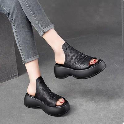Sandalias para mujer, zapatos de verano, sandalias de mujer, sandalias de verano con cuña y tacón alto, sandalias deportivas transpirables con boca de pez para mujer