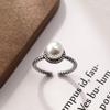 Retro Thai Silver Pearl Ring: Adjustable Twisted Design for Female Students
