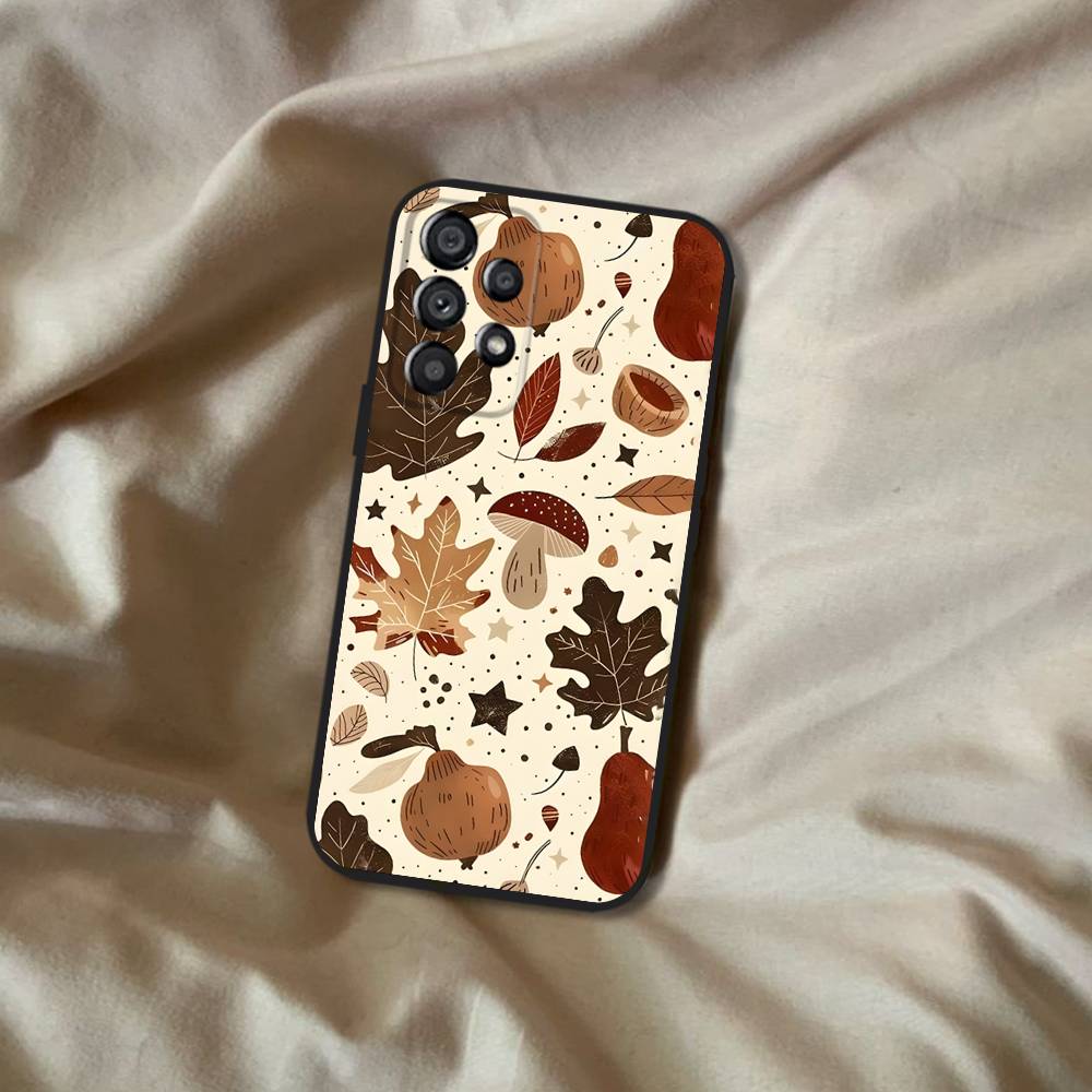Autumn Leaves Pumpkin Phone Case For Samsung Galaxy A20,A21s,A22,A31,A32,A52,A53,A72,73,A80 Soft Black Cover