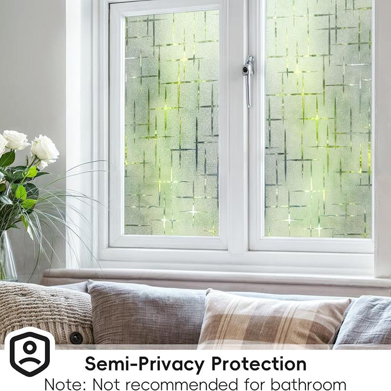 Cross Rainbow Frosted Window Film Privacy Stained Cling Static Glass Sticker