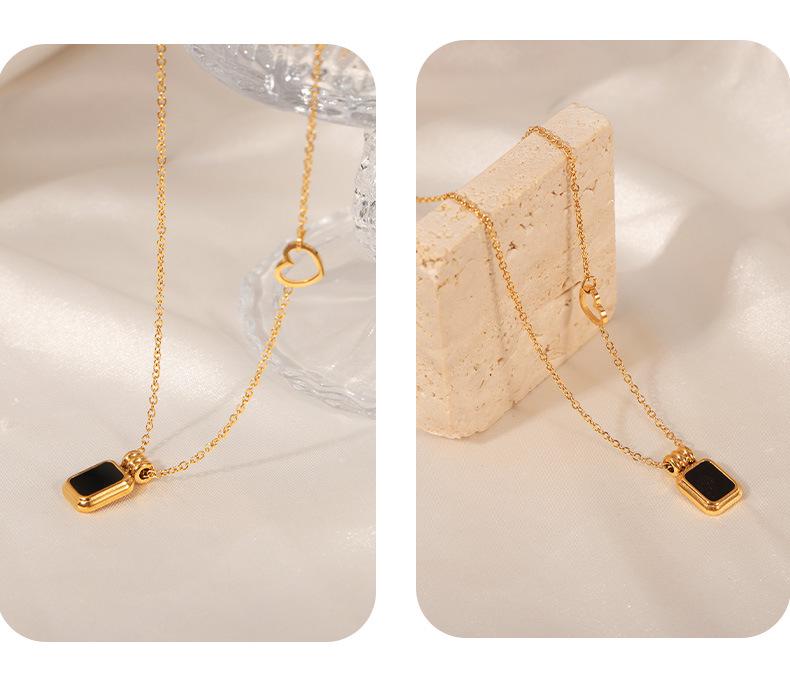 Retro Acrylic Pendant Necklace: Influencer-Style Gold-Plated Titanium Steel Chain for Women