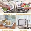 Dish Drying Rack with 3-Compartment Utensil Holder, Kitchen Countertop Organizer - Multifunctional Plate Storage Solution for Tableware and Plates