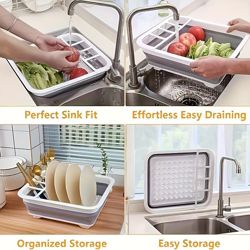 Dish Drying Rack with 3-Compartment Utensil Holder, Kitchen Countertop Organizer - Multifunctional Plate Storage Solution for Tableware and Plates