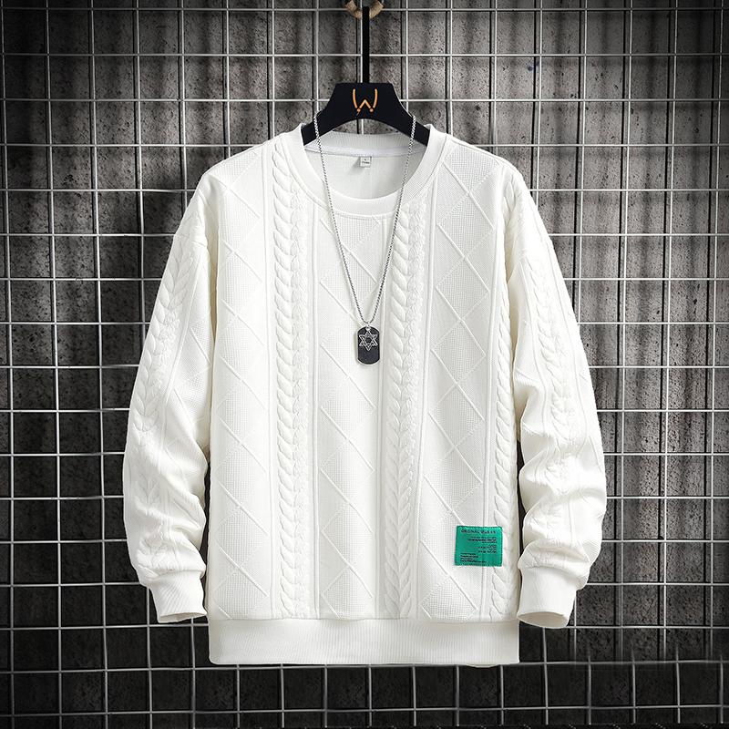 

Весна и Осень Новая Мужская Повседневная Универсальная Молодежная Жаккардовая Трикотажная Рубашка Худи с Круглым Вырезом и Длинным Рукавом Футболка Толстовка L