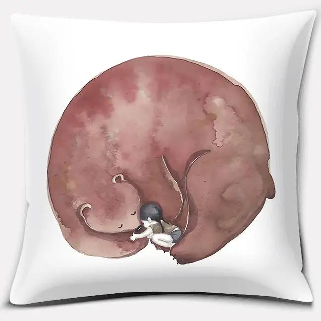 Watercolor Warm Family Series Pillow Gift Home Office Decoration  Bedroom Sofa Car Cushion Cover case