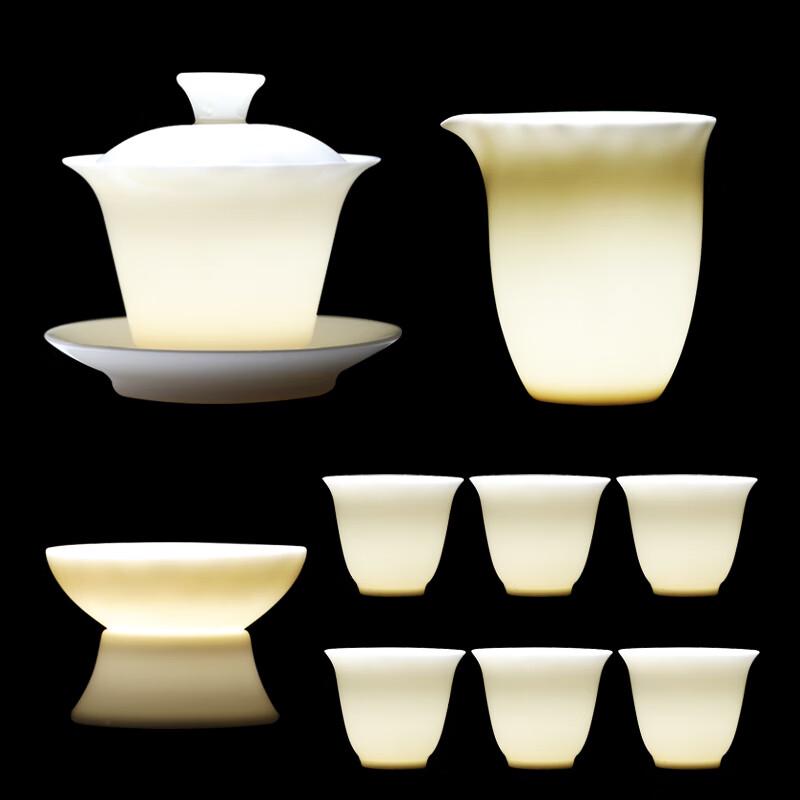 Mutton-Fat Jade White Porcelain Kung Fu Tea Set