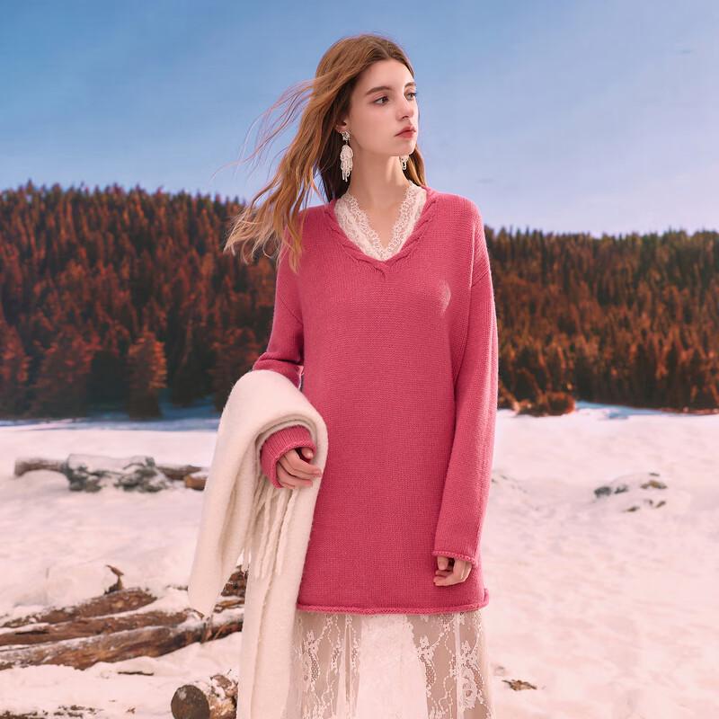 

Женский свитер Sancai с V-образным вырезом, свободной вязки, с дофаминовым эффектом S (155/80A)