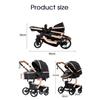 3-in-1 Baby Stroller Combined Car Seat Bassinet Trio Reversible PU Leather Puncture-proof Wheels Black Handle
