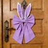 Easter Bow for Wreath Holiday Fabric Decorative Bow with Bunny Ear for Spring Summer Front Door Wall Window Indoor Outdoor Home Decor