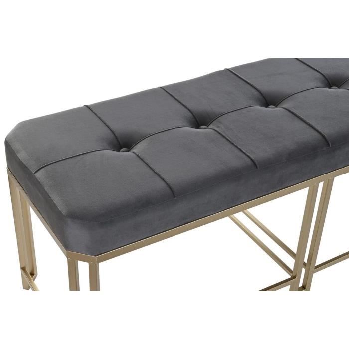 Banquette - Non spécifié - 120 x 40 x 47 cm - Velours gris métal - 2 places
