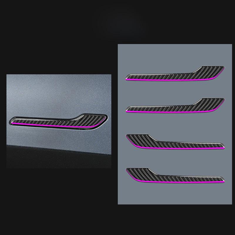 Schwarze Carbonfaser Außen Türgriff Aufkleber für Tesla Model 3/Y (2017-2022)