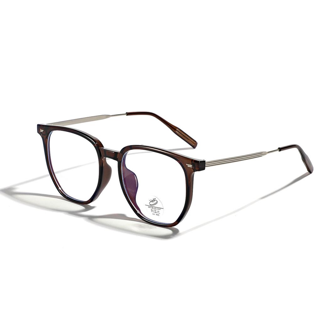 Large Frame Glasses Transparent Brown Tr90 Flat Glasses Men'S Plain Glasses Frame Women