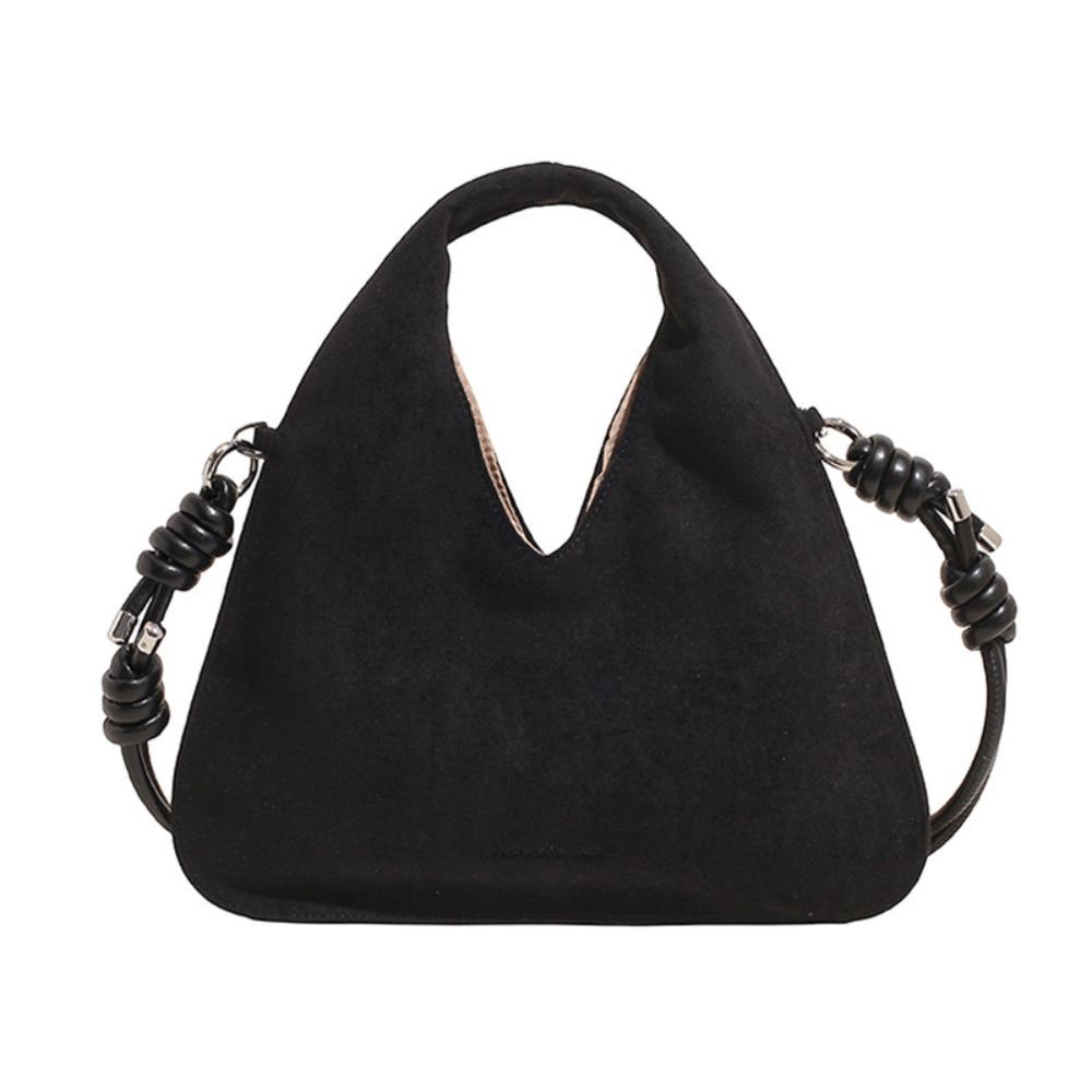 

Сумка замшевая треугольная ручная сумка сумка через плечо однотонная сумка-тоут мешковатая сумка-хобо лето чёрный