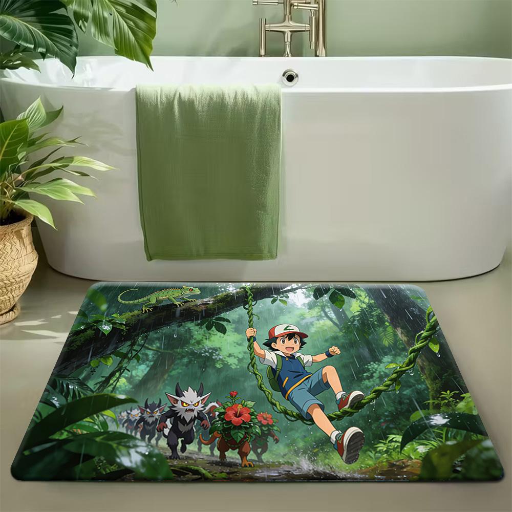 Charizard Fire Print Non-Slip Doormat, Absorbent Soft Floor Mat for Home Entrance Bathroom Decor 40x60cm