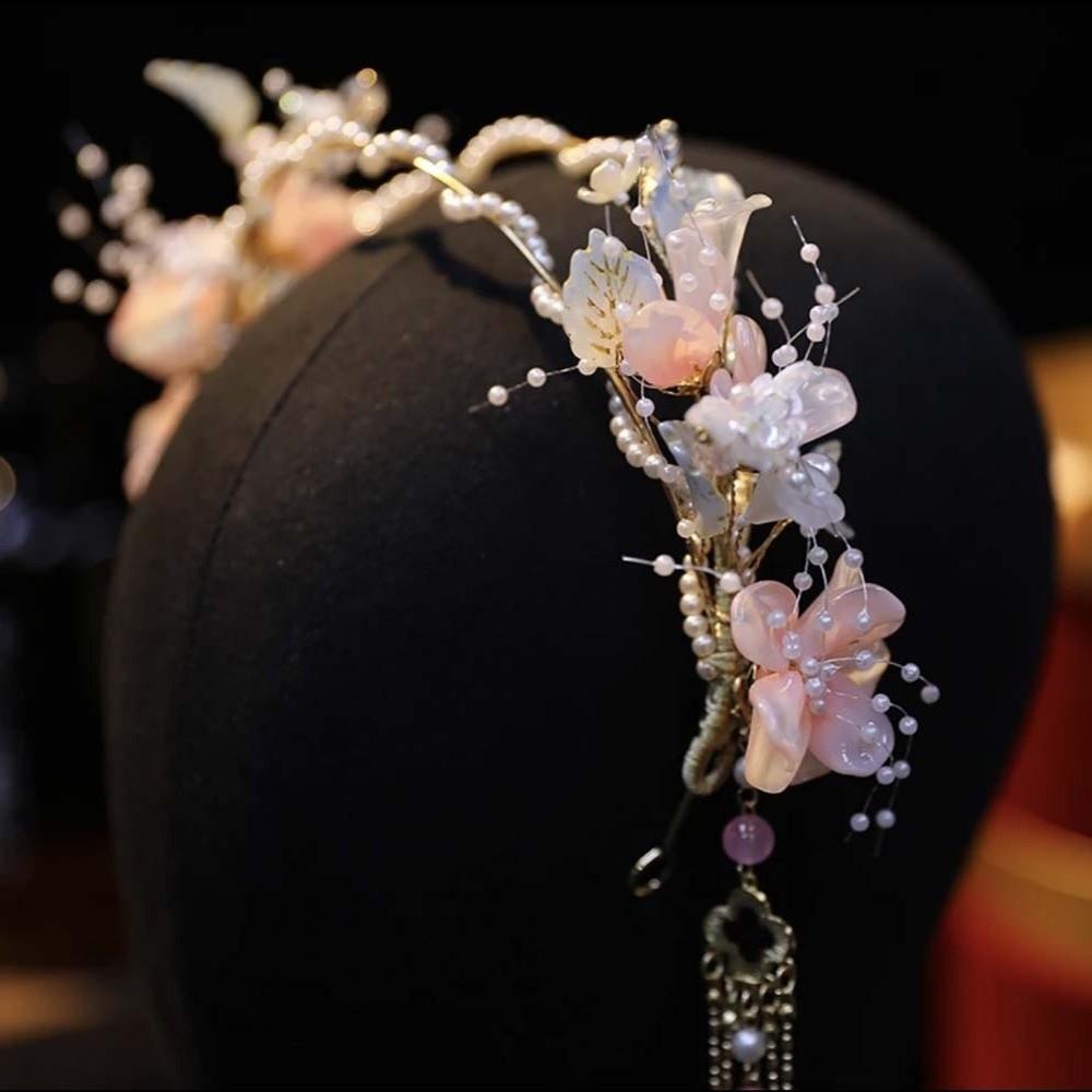 Flower Hanfu Tassel Hair Hoop Beads Swaying Fairy Headwear Chinese Ancient Hairband  Girls