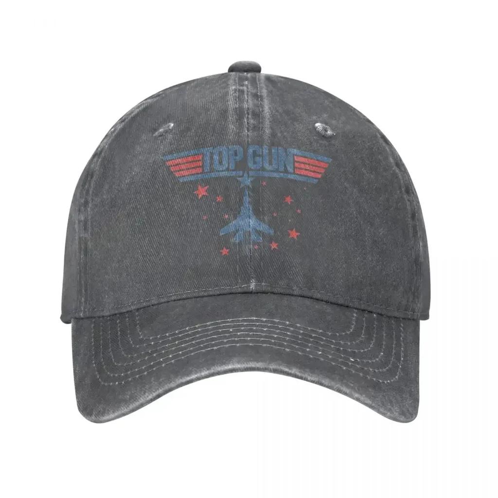 Top Gun Jet Blu & Rosso Logo delle Star del Cinema Cappellino da Baseball Vintage in Denim Usurato Copricapo Unisex per Viaggi all'Aperto Cappellini Regalo Cappello
