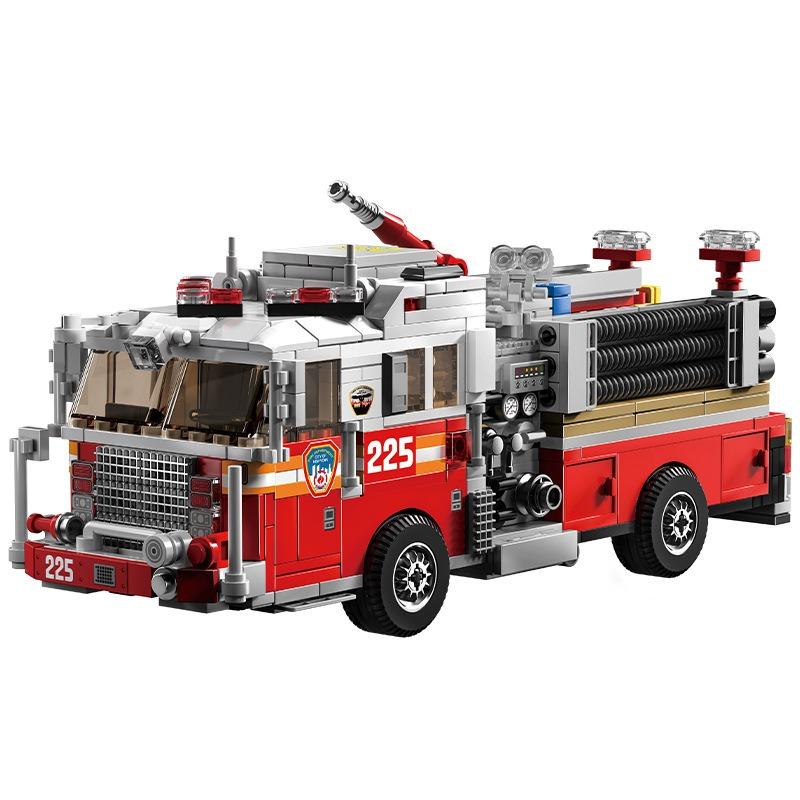 Urban Rescue American Fire Truck Puzzle Assembly Building Block Model Kit Creative Fire Truck Desktop Decoration Model Toy
