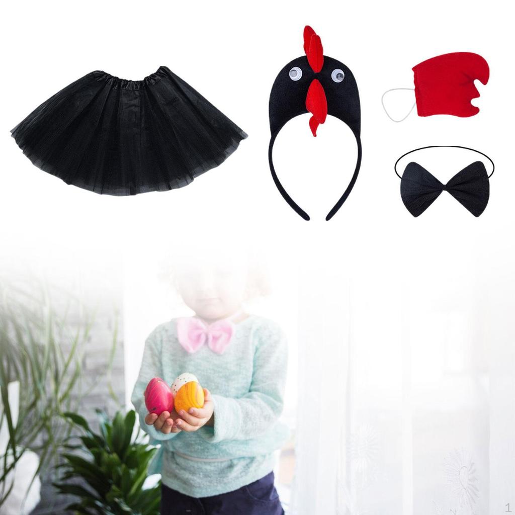 3D Hühnerkostüm-Set Stirnband für Party Thanksgiving Cosplay Feiertag