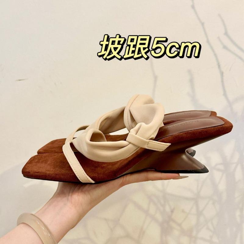 Niche high-end cool slippers fairy shoes wear new summer temperament high heels sandals