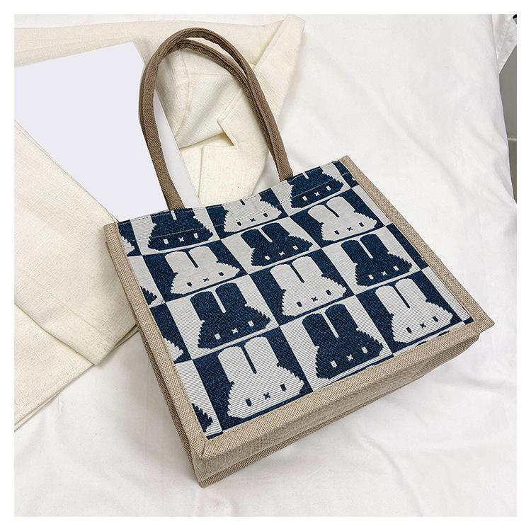 2025 New Large-capacity Bag Women's Fashion Cute Rabbit Cotton and Linen Handheld Shoulder Bag To Work Commuter Tote Bag
