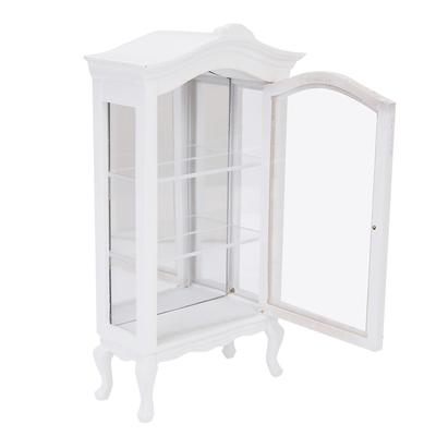 1:12 Bebek Evi Mini Beyaz Ahşap Üç Katlı Şeffaf Pencere Vitrin Bebekler İçin