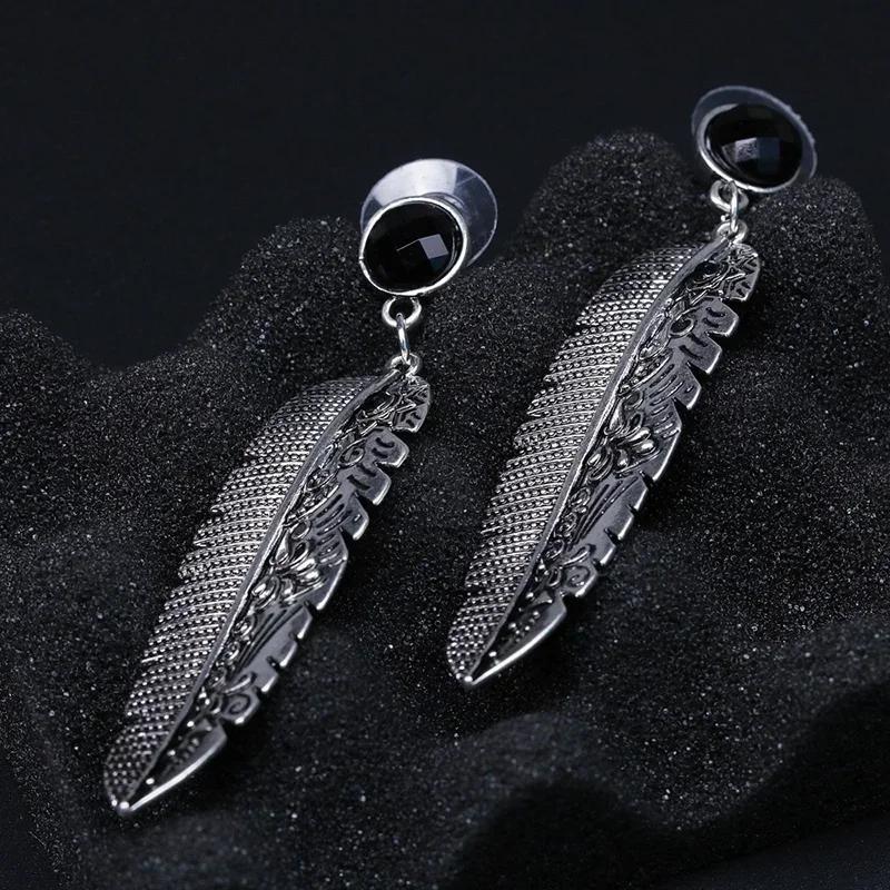 Women Summer Fashion New Arrival Elegant Bohemian Vintage Jewelry Feather Earring Summer Black Leaf Earring Pendant Accessories