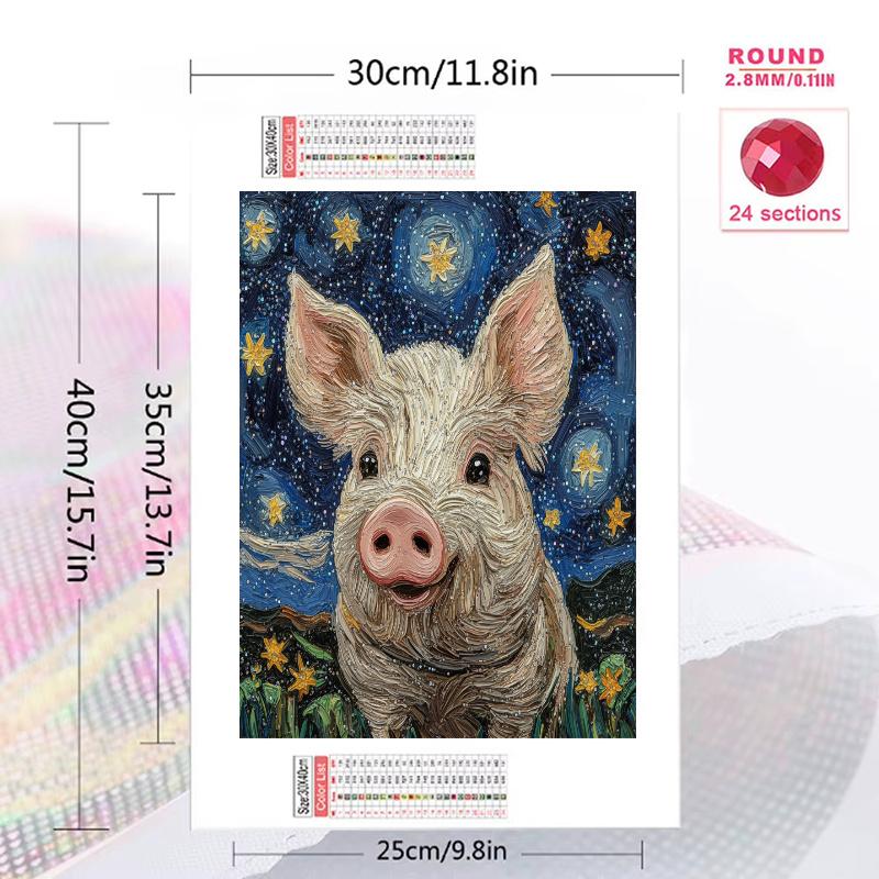 Pig Pattern 3pcs 100% Round Full Drill 5D DIY Diamond Painting Embroidery Cross Stitch Rhinestone Décor