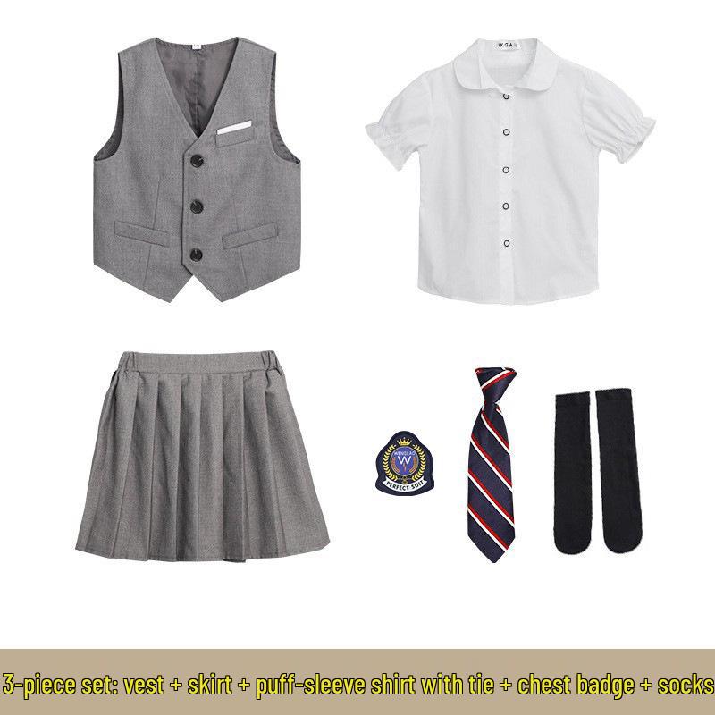 Britský styl základní školní uniforma set: Jarní/podzimní absolventský oděv pro mateřskou školu pro třídní vystoupení