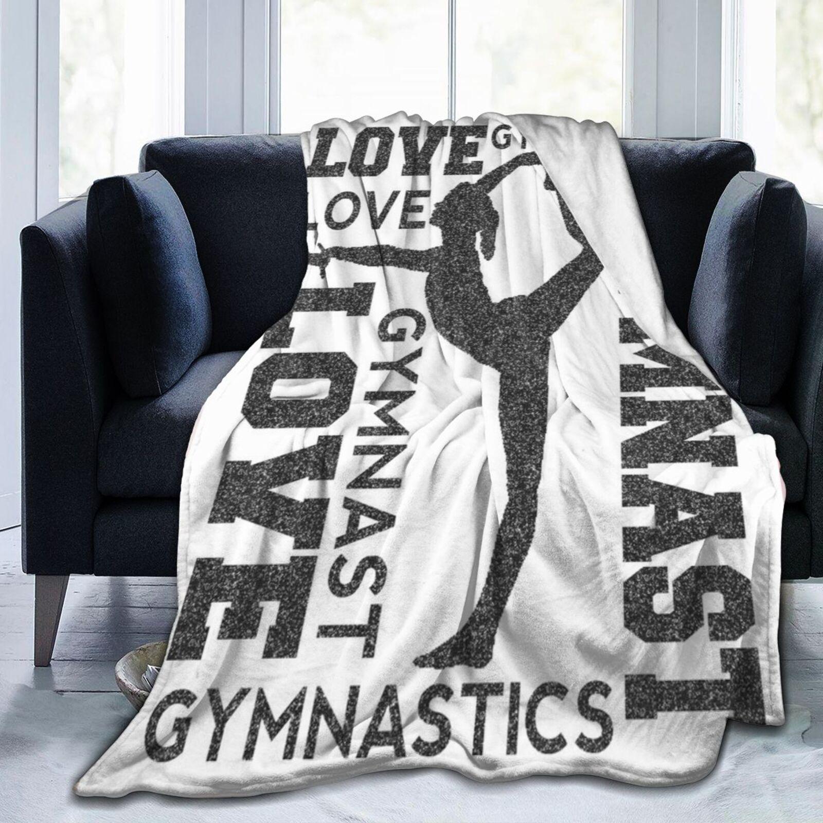 I Love Gymnastics Flannel Fleece Blanket Super Soft Bed Throw Blanket Warm Cosy Blanket Lightweight Sofa Blanket for Adults Kids 100cmx150cm