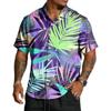 Men’s Short Sleeve Button Down Shirt with Palm Tree Print Casual Collared Relaxed Fit Lightweight Top for Summer