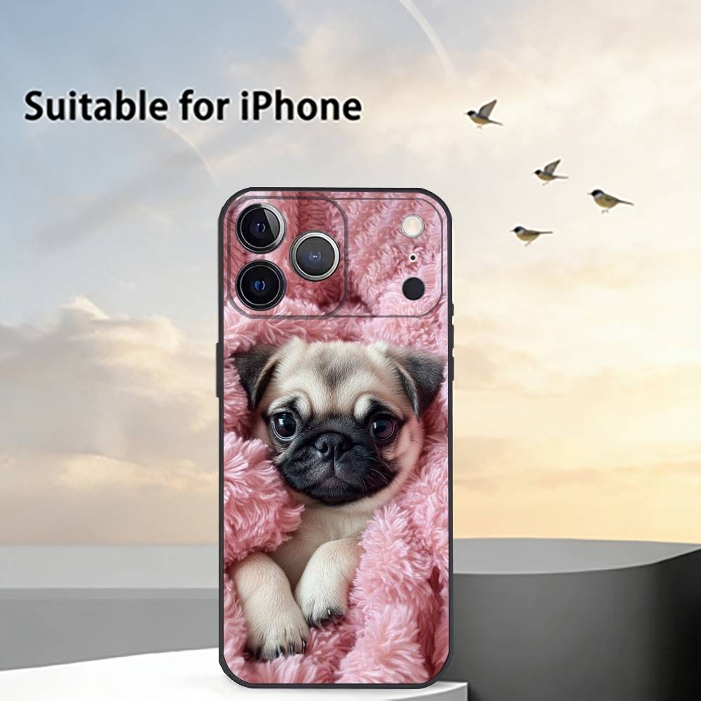 C-Cute Pug Dog Phone Case Silicone Soft For IPhone 17 16 15 14 13 12 11 X XR Plus Pro Max Plus